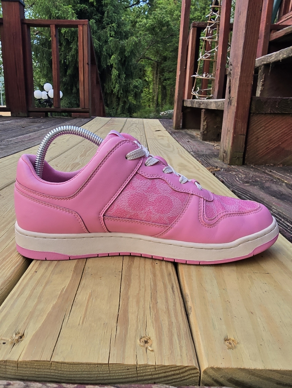 COACH Women's C201 Signature, Low Top Sneakers, Vivid Pink, Sz 8.5B - Picture 6 of 15